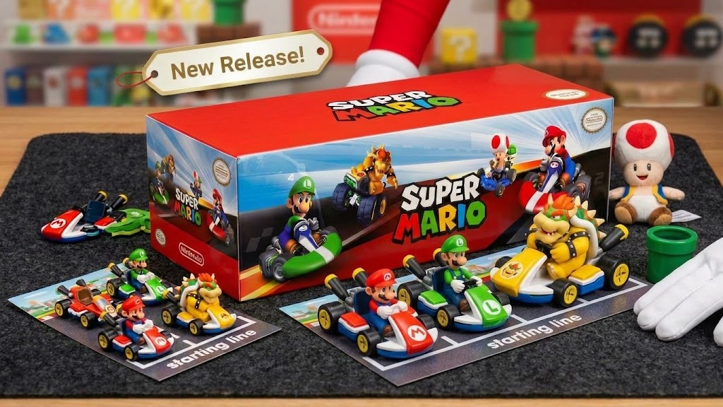 Mario Racecars – 4 Character Figurines with Buggies