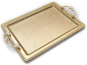 Royal Gold Decorative Serving Tray with Ornate Handles