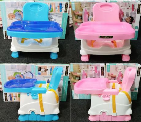 ٹرے کے ساتھ پورٹ ایبل بیبی بوسٹر سیٹ - چھوٹے بچوں کے لیے ملٹی کلر فیڈنگ چیئر
