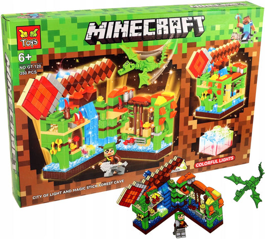 Minecraft City of Light & Magic Stick Forest Cave Building Block Set – 350 Pcs with LED Lights