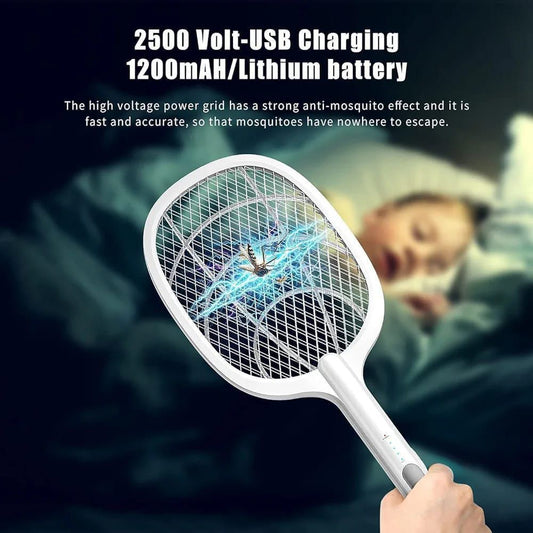 USB Rechargeable Electric Mosquito Killer Racket - Shock Mosquito Lamp
