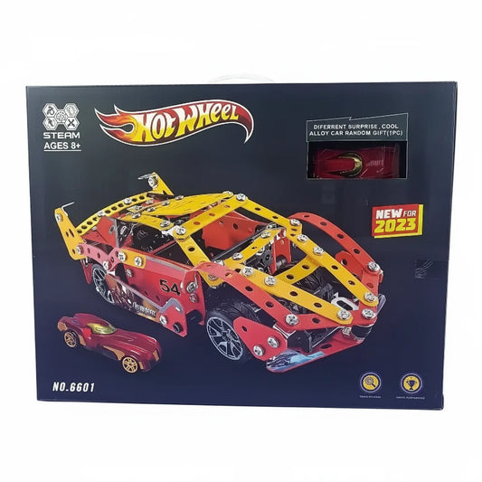 Hot Wheels Metal Assembly Car Building Kit – 370 Pieces STEM Toy with Bonus Diecast Mini Car
