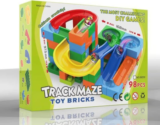 Track Maze Toy Bricks - 98 Pieces DIY Building Set for Kids