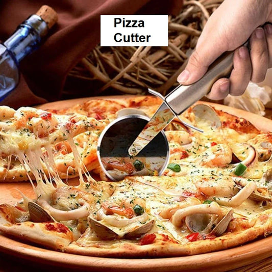 Stainless Steel Pizza Cutter Wheel – Sharp Rotary Slicer with Ergonomic Handle