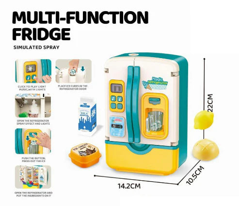 Magic Refrigerator Pretend Play Set for Kids – 39 Pcs with Mist Function, Ice Dispenser, Light & Sound
