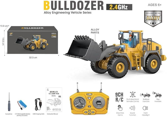 9CH RC Bulldozer – 2.4GHz Die-Cast Alloy Engineering Vehicle | Ages 6+