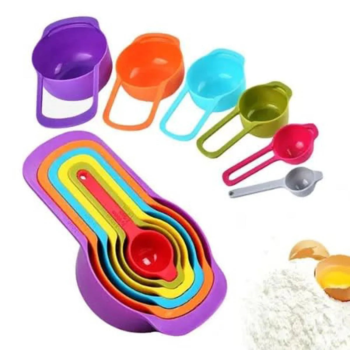 6-Piece Rainbow Measuring Cups & Spoons Set – Nesting Kitchen Tool Kit