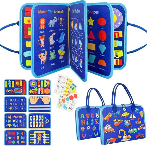 مونٹیسوری مصروف کتاب 8-صفحات چھوٹے بچوں کے لیے مصروف بیگ سرگرمی - تعلیمی سیکھنے کا کھلونا