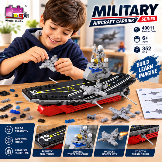 Military Aircraft Carrier Building Blocks Set – 352 Pcs | Ages 6+ - 40011