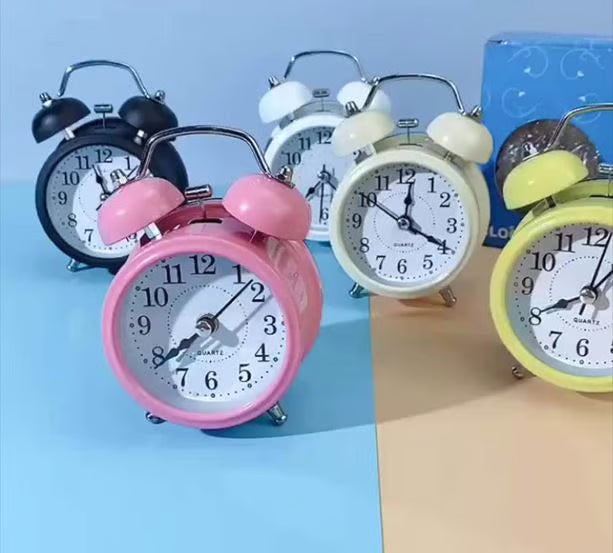 Vintage Style Twin Bell Alarm Clock - Classic Bedside Table Clock