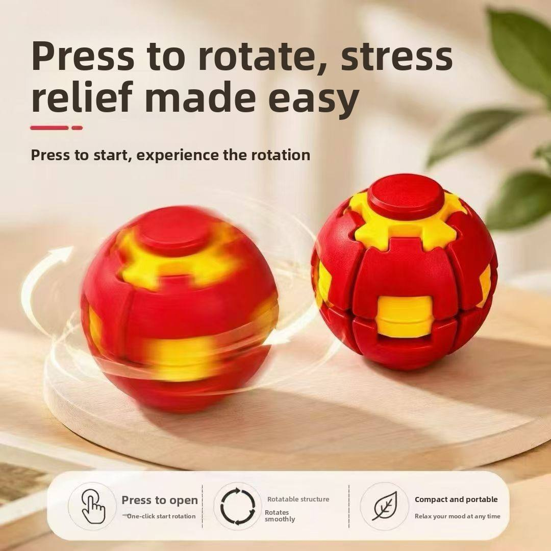 Press-to-Spin Stress Relief Fidget Ball – 360° Tactile Spinner Toy