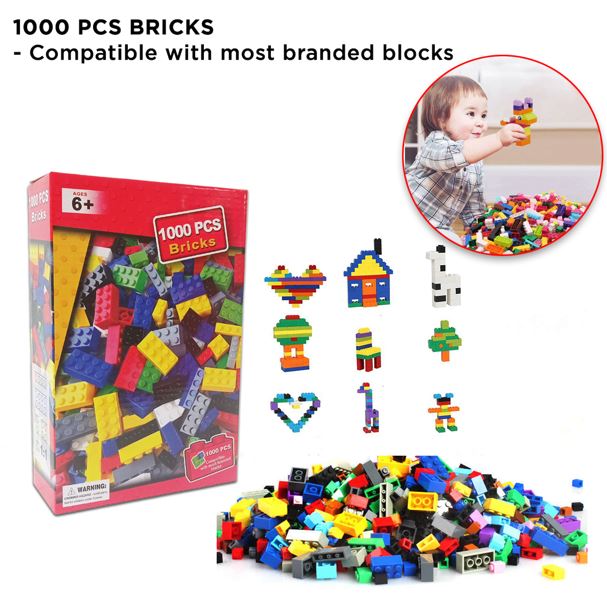 1000 پیسز بلڈنگ بلاکس سیٹ - بڑے برانڈز کے ساتھ ہم آہنگ | 6+ عمر کے بچوں کے لیے تخلیقی تعمیراتی کھلونا۔