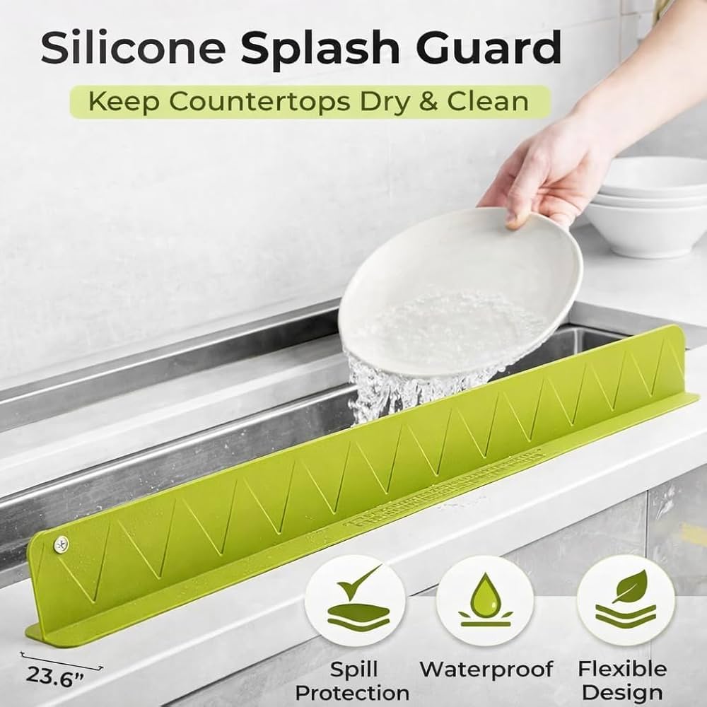 Sink Splash Guard – Flexible Silicone Kitchen & Bathroom Faucet Guard