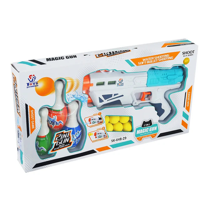2-in-1 Magic Gun Toy Set – Water Shoot & Soft Ball Shooting Game for Kids