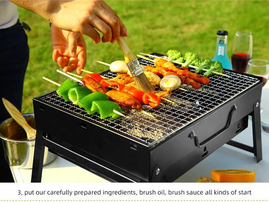 Portable Foldable Charcoal Barbecue Grill – Compact BBQ for Camping, Picnic & Outdoor Parties
