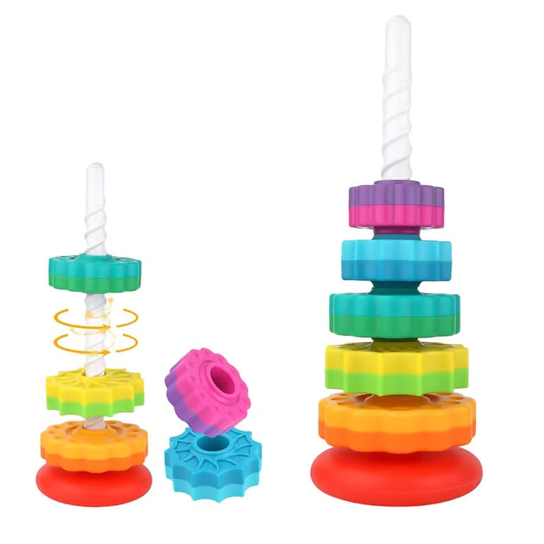 Rainbow Tower Stacking Toy - 12M+ Educational Building Set for Toddlers