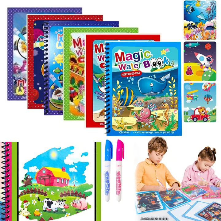 میجک واٹر بک - بچوں کے لیے دوبارہ قابل استعمال واٹر پینٹنگ ایکٹیویٹی بک