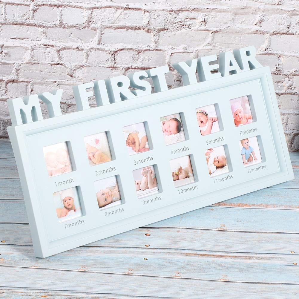 My First Year Baby Photo Frame - 12 Month Picture Collage Frame for Newborn Memories