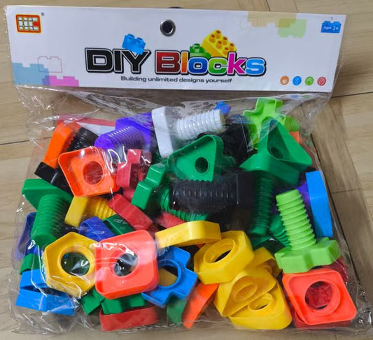 DIY Building Blocks - Colorful Nuts and Bolts Construction Toy Set for Kids