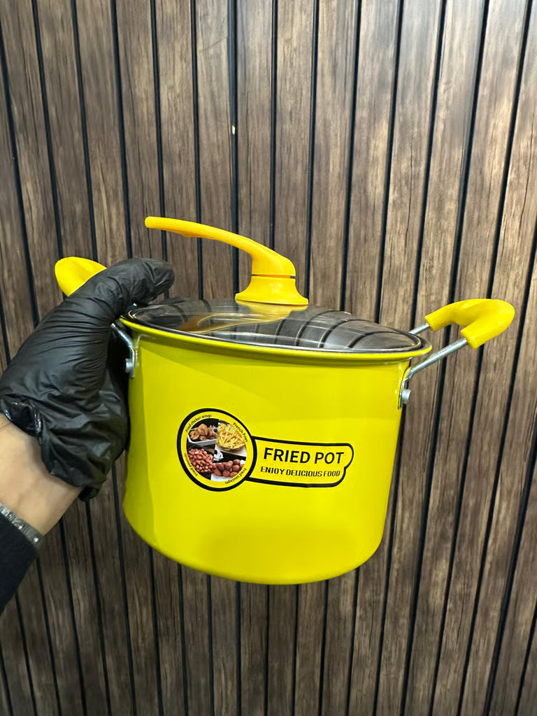 2L Fried Pot with Basket - Non-Stick Deep Frying Pan with Glass Lid & Strainer