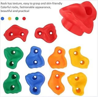 Kids Rock Climbing Holds - Pack of 10 Colorful Wall Grips for Indoor & Outdoor Play