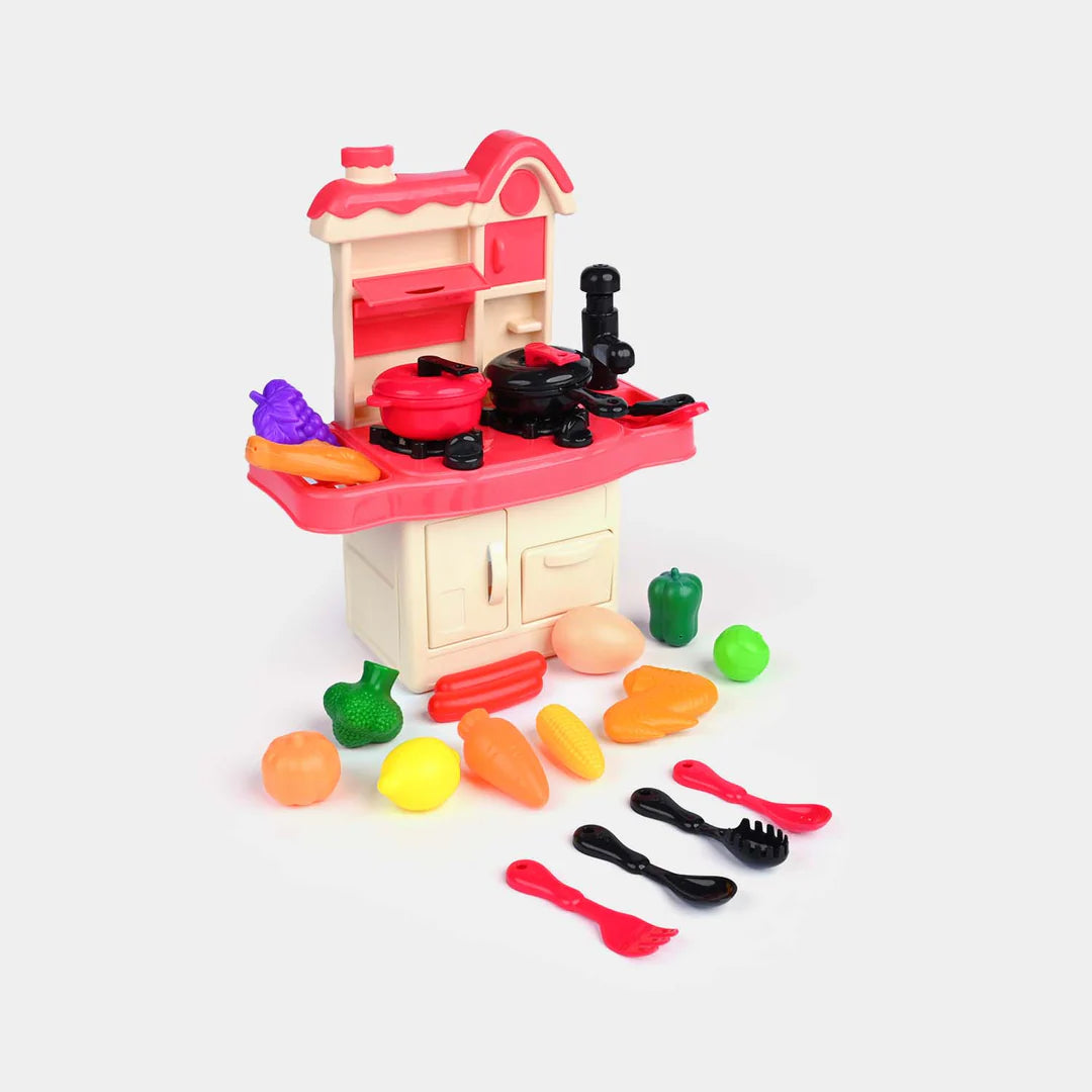 My Little Kitchen Happy Cook Playset – 45 Pcs with Spray Mist & Cooking Simulation