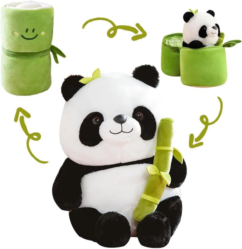 Panda with Bamboo Stuffed Toy with Plush Bag - 25cm Premium Plush Set