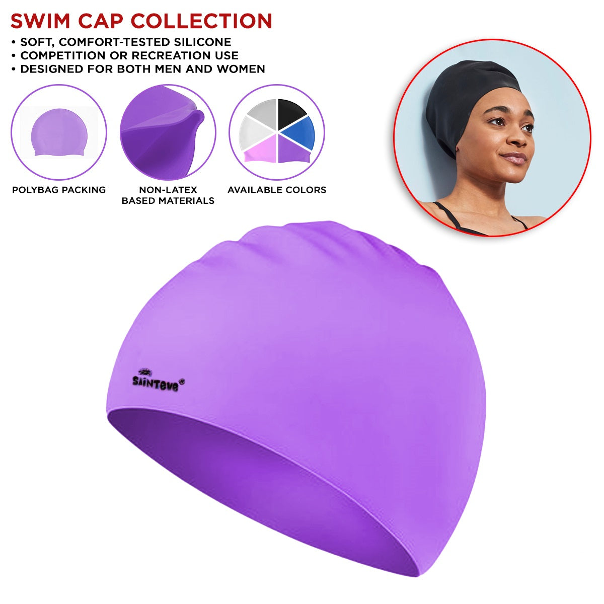 Unisex Silicone Swimming Cap - One Size Fits All Adults & Teens