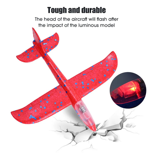 Foam Airplane Launcher Toy Set for Kids – Light-Up Glider Planes with Catapult Gun