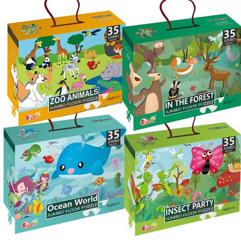 35 ٹکڑوں کا جمبو فلور پزل بچوں کے لیے سیٹ - 3+ عمر کے تعلیمی سیکھنے والی پہیلیاں