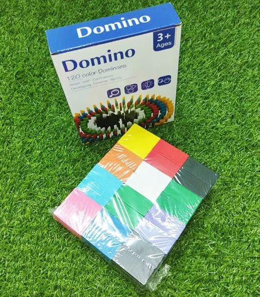 Wooden Domino Set - 120 Colorful Pieces for Kids 3+ Years