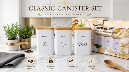 Presto Classic Canister Set – Tea, Sugar & Milk (Set of 3)