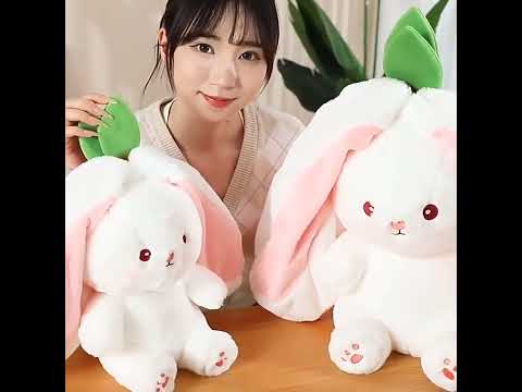 Carrot Bunny Rabbit Plush Toy with Zipper - Soft Stuffed Animal for Kids & Adults
