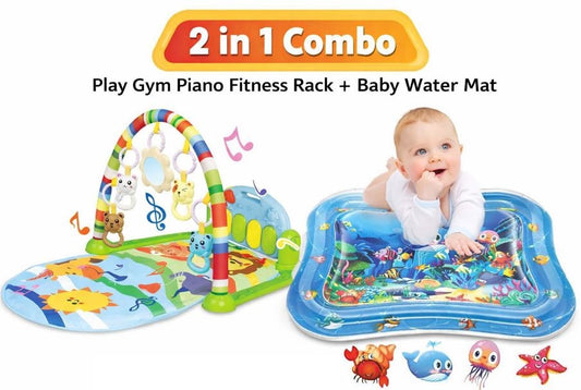3-in-1 Musical Baby Play Gym & Activity Mat Fitness Rack with Piano Keyboard