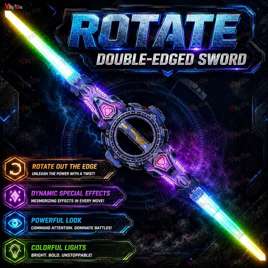 Rotate Double-Edged Light Sword – 360° Spinning Dual Blade with LED Lights & Sound Effects