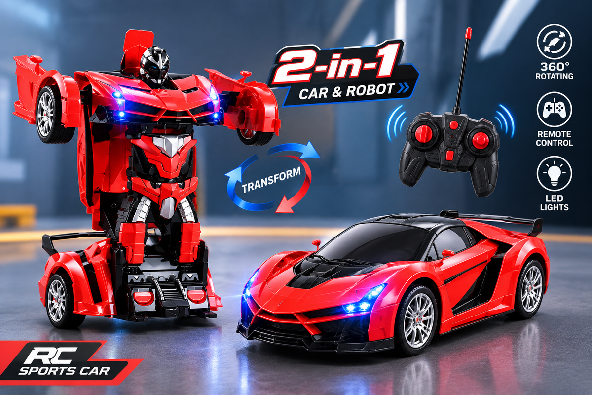 Auto Bots Transforming RC Car with Lights & Smoke – 1:18 Scale