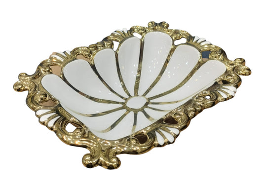 Royal Collection Rattan Rectangle Bowl – Golden & Silver