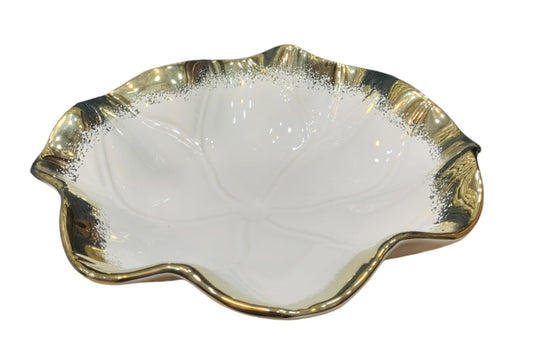 Lotus Leaf Round Bowl – Royal Collection | Gold & Silver Decorative Bowl