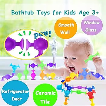 Silly Suckers 36 Pieces - Bathtub Toys for Kids Age 3+ | Building Construction Set