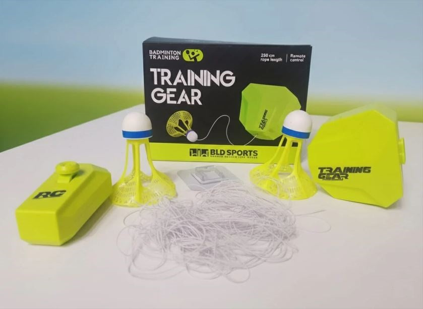 BLD Sports Badminton Training Gear Set with remote control, shuttlecocks, 250cm rope and carry case
