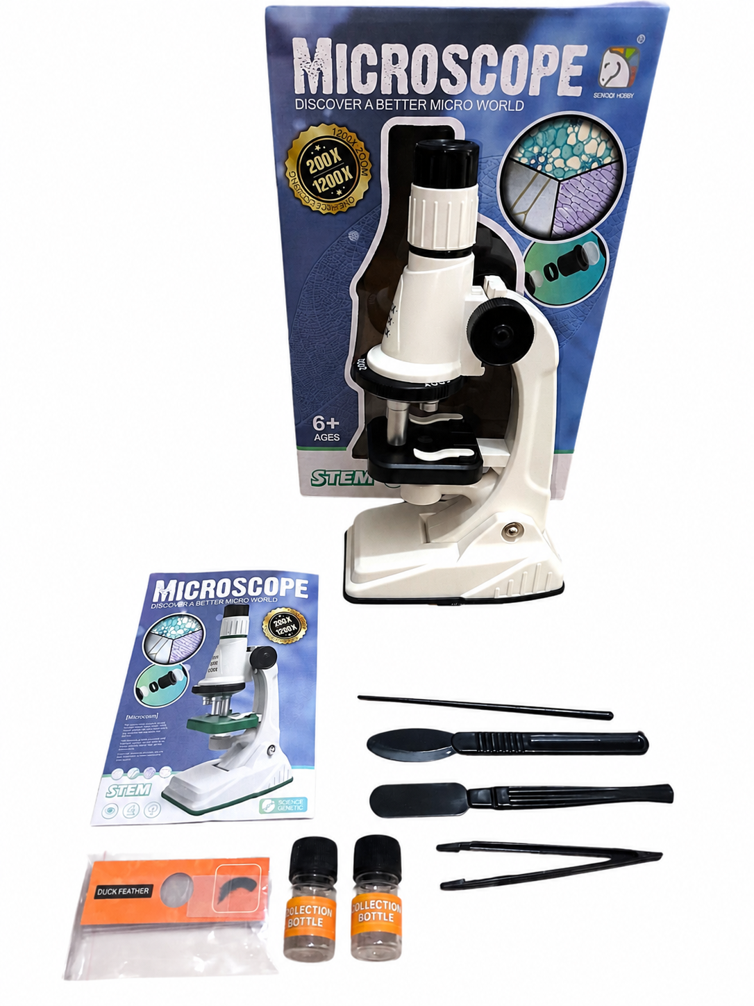 Educational Microscope for Kids - 200X 600X 1200X Magnification STEM Learning Toy
