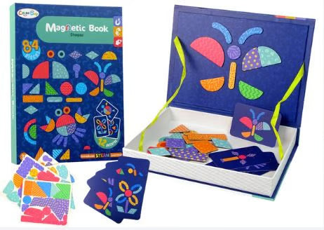 مقناطیسی کتاب - جیومیٹرک شکلیں تعلیمی پلے سیٹ | بچوں کے لیے 84 ٹکڑا Jigsaw Puzzle