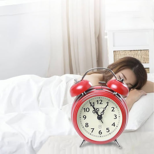 Vintage Style Twin Bell Alarm Clock - Classic Bedside Table Clock