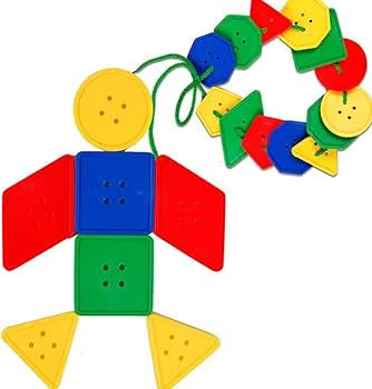 DIY Building Blocks Set - Colorful Geometric Shapes Threading Toy for Kids