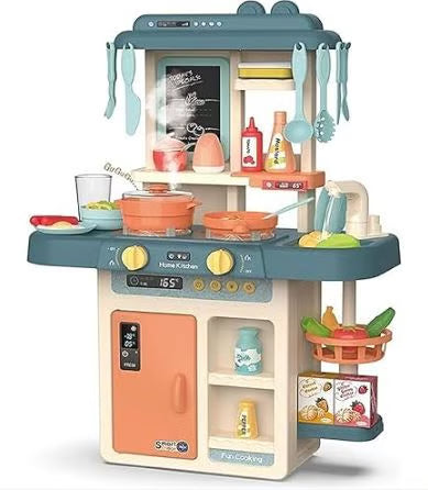 لائٹس اور ساؤنڈز کے ساتھ بچوں کا کچن پلے سیٹ - 42 پیس پریٹینڈ پلے کوکنگ سیٹ