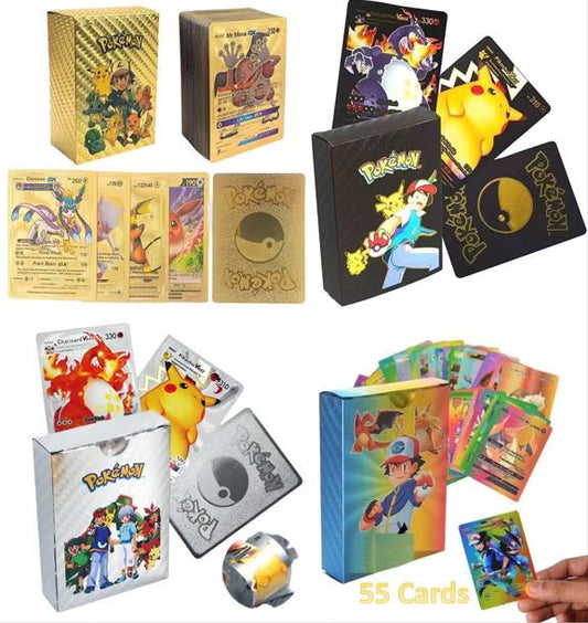 Pokémon Trading Card Collection - 55 Foil Cards with 1 Million HP Card | Gold, Black, Silver & Multicolor