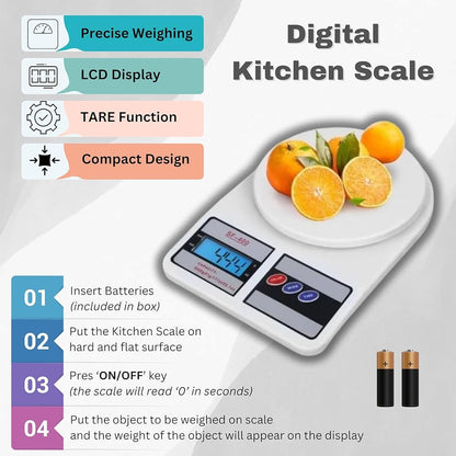 Digital Kitchen Scale 10kg - SF-400 Electronic Food Weighing Scale with LCD Display
