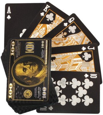 100$ Black Gold Playing Cards - Waterproof Poker Deck