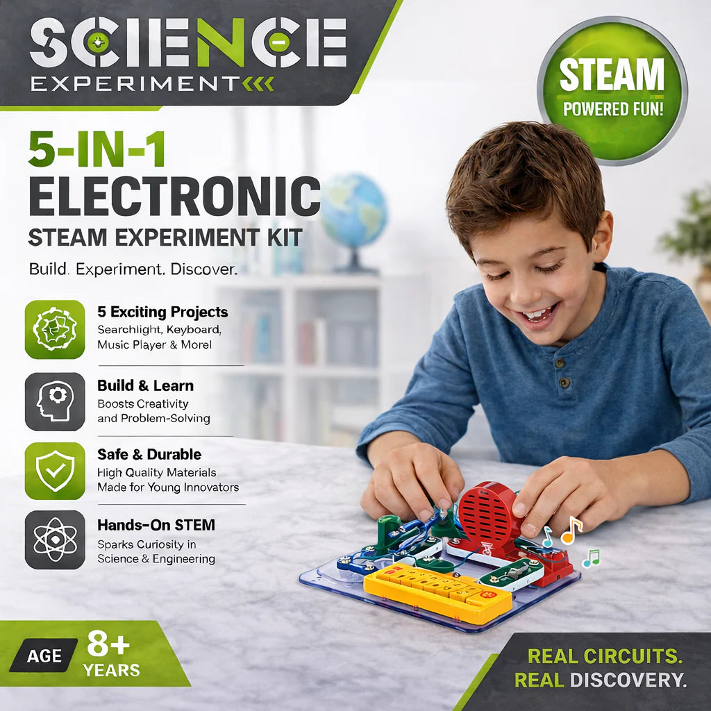 5-in-1 Electronic STEAM Experiment Kit for Kids | Science Circuit Building Set | Age 8+