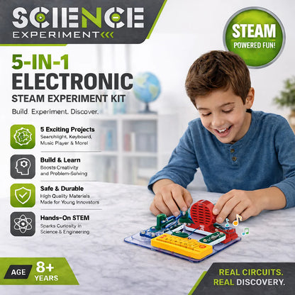 5-in-1 Electronic STEAM Experiment Kit for Kids | Science Circuit Building Set | Age 8+